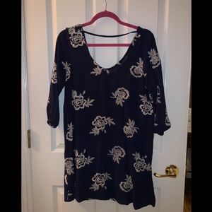 Navy blue 3/4 sleeve mini dress
